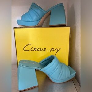 SAM EDELMAN ..Women's Blue Block Heel Sandals